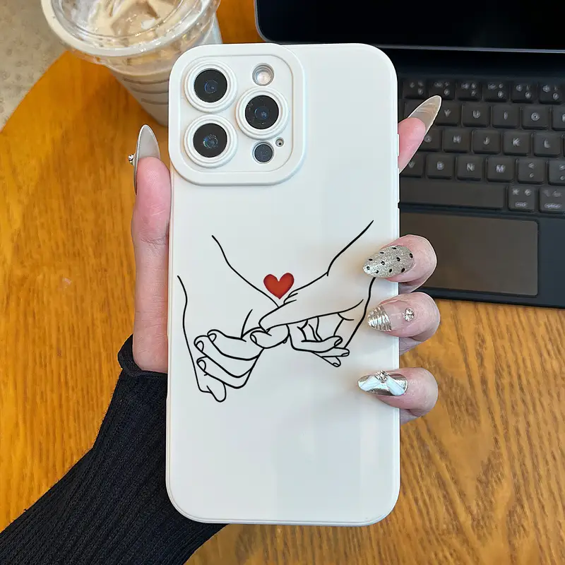 El Ele Tutuşan Sevgi Desenli UV Baskılı 360 Derece Tümüyle Koruma Cep Telefonu Kılıfı