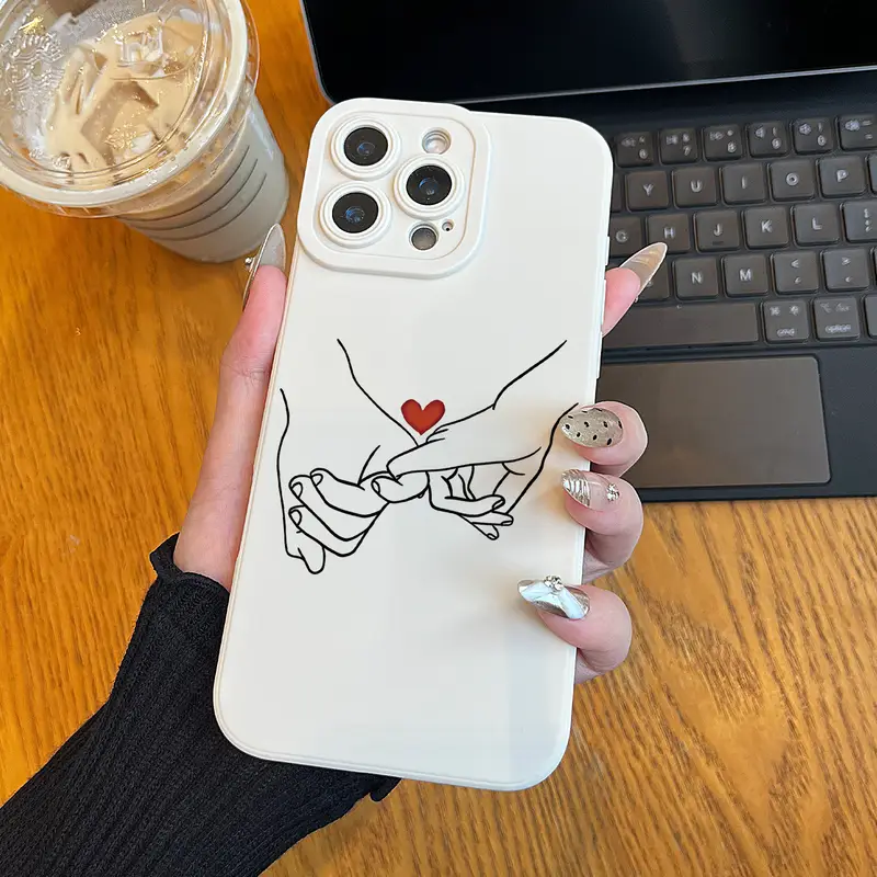 El Ele Tutuşan Sevgi Desenli UV Baskılı 360 Derece Tümüyle Koruma Cep Telefonu Kılıfı