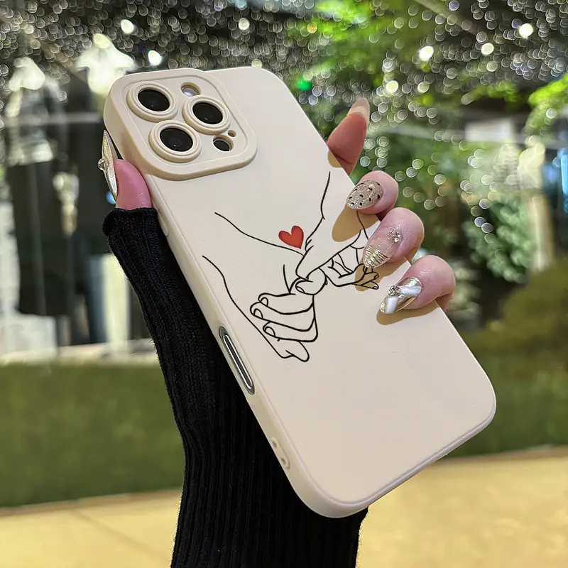 El Ele Tutuşan Sevgi Desenli UV Baskılı 360 Derece Tümüyle Koruma Cep Telefonu Kılıfı