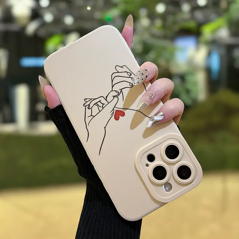 El Ele Tutuşan Sevgi Desenli UV Baskılı 360 Derece Tümüyle Koruma Cep Telefonu Kılıfı