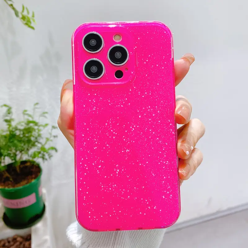 Yüksek kaliteli jel glitter telefon kılıfı şok geçirmez, ter geçirmez, parmak izi geçirmez, aşınmaya dayanıklı ve çok renkli