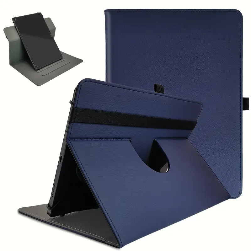 Evrensel PU Deri Tablet Kılıfı 22.86-25.65 cm Android Tabletler için, 360 Derece Dönebilen Stand Kapak, Çok Açılı Gözlem Tutucu, İnce Tasarım