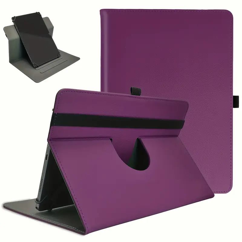 Evrensel PU Deri Tablet Kılıfı 22.86-25.65 cm Android Tabletler için, 360 Derece Dönebilen Stand Kapak, Çok Açılı Gözlem Tutucu, İnce Tasarım