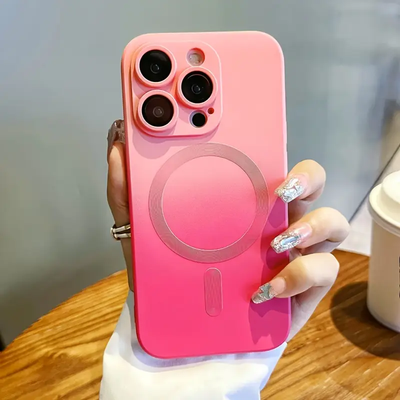 Manyetik Kablosuz Şarj Gradyan Renkli Yumuşak TPU Telefon Kılıfı, Lens Koruyucu ile