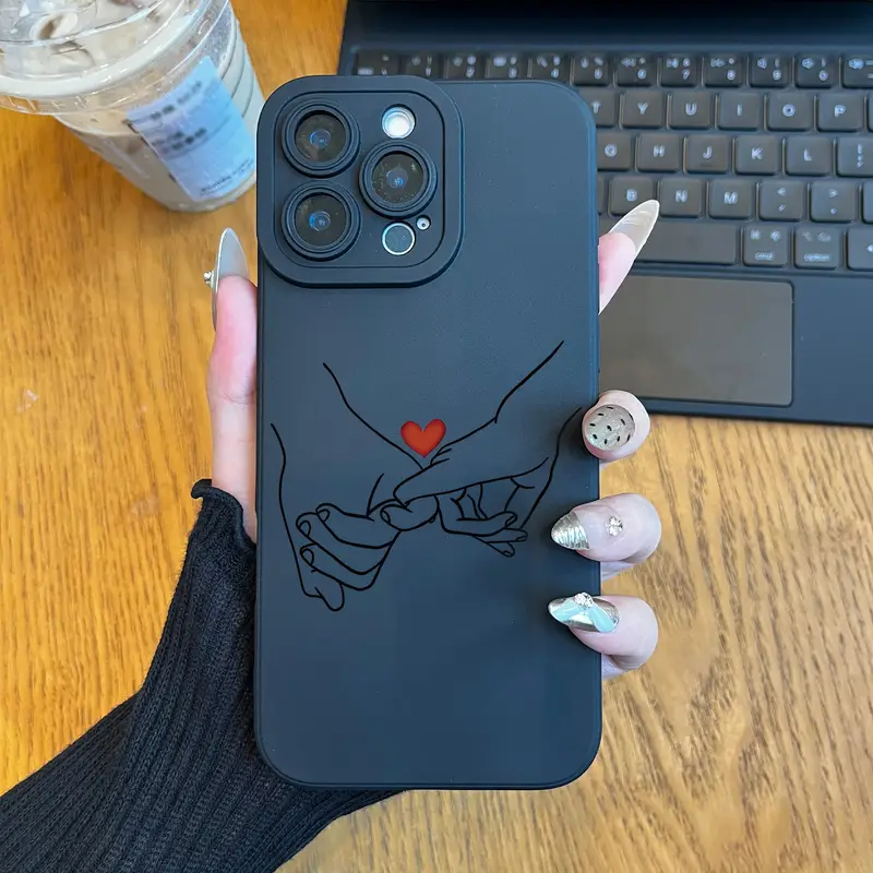 El Ele Tutuşan Sevgi Desenli UV Baskılı 360 Derece Tümüyle Koruma Cep Telefonu Kılıfı