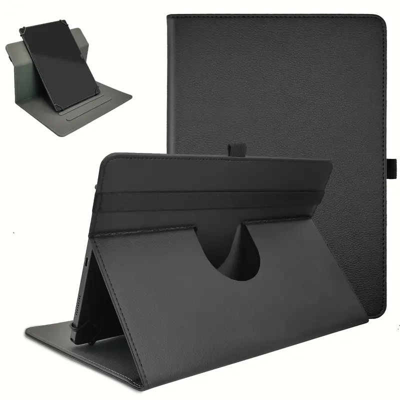 Evrensel PU Deri Tablet Kılıfı 22.86-25.65 cm Android Tabletler için, 360 Derece Dönebilen Stand Kapak, Çok Açılı Gözlem Tutucu, İnce Tasarım