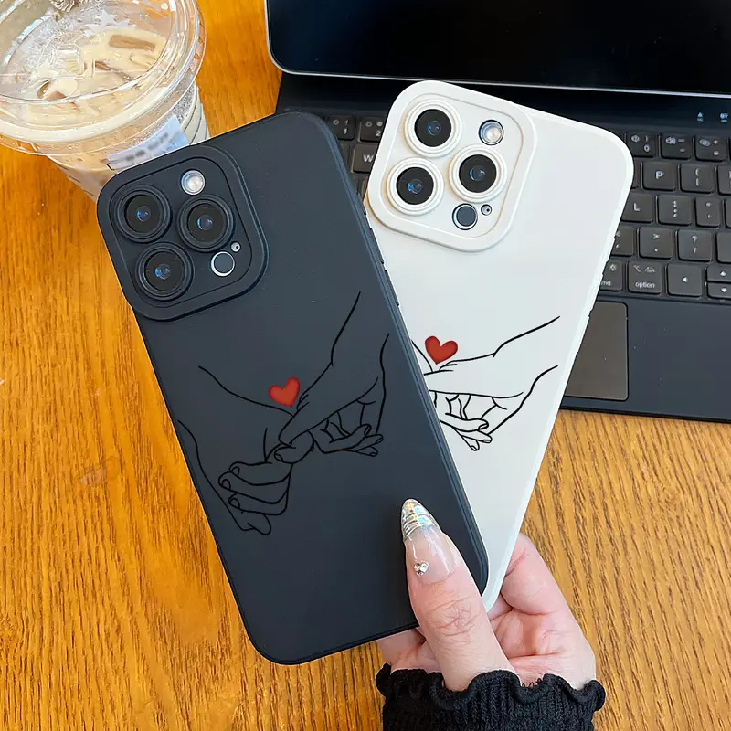 El Ele Tutuşan Sevgi Desenli UV Baskılı 360 Derece Tümüyle Koruma Cep Telefonu Kılıfı