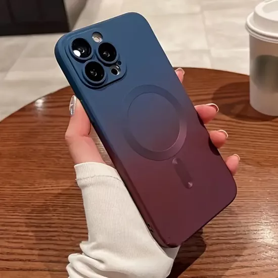 Manyetik Kablosuz Şarj Gradyan Renkli Yumuşak TPU Telefon Kılıfı, Lens Koruyucu ile